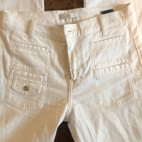 7 for all Mankind white flare jeans, some slight stains as shown. Size 27 - Picture 2 of 14